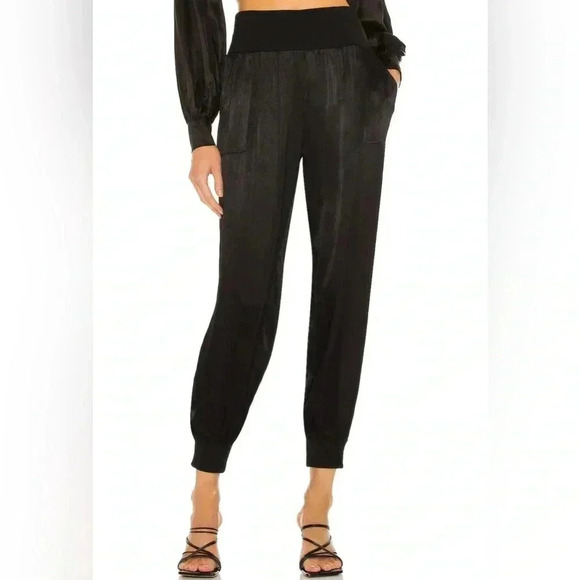 REVOLVE bobi BLACK Sleek Textured Pants in Black, size L, BNWT - Picture 4 of 13